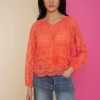 Tops & T-Shirts | Geisha Fashion Geisha Dames Crochet Top Met Scalloped Details 43035-70