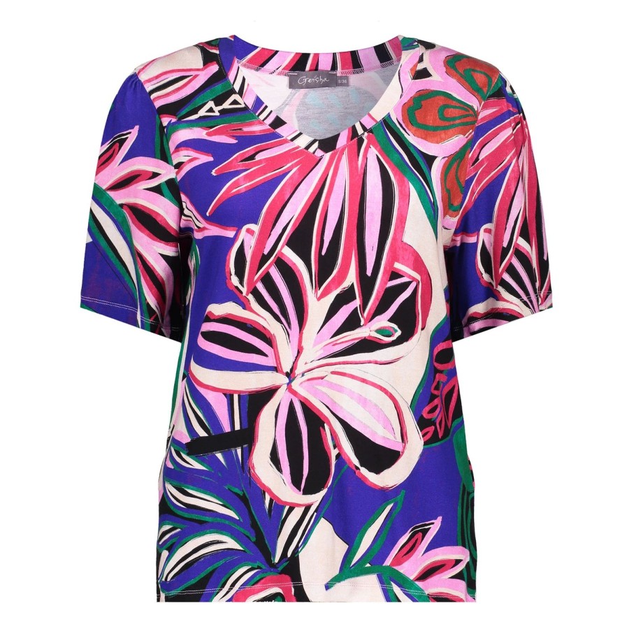 Tops & T-Shirts | Geisha Fashion Geisha Dames Top Met Flower Power Print 42339-60