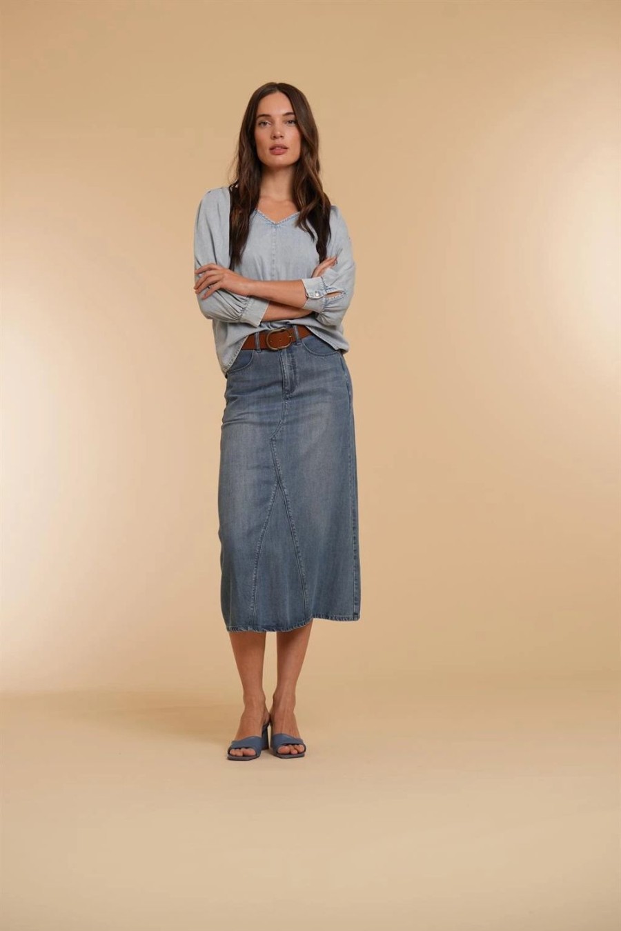 Rokken | Geisha Fashion Geisha Dames Denim Maxi Rok 46001-10