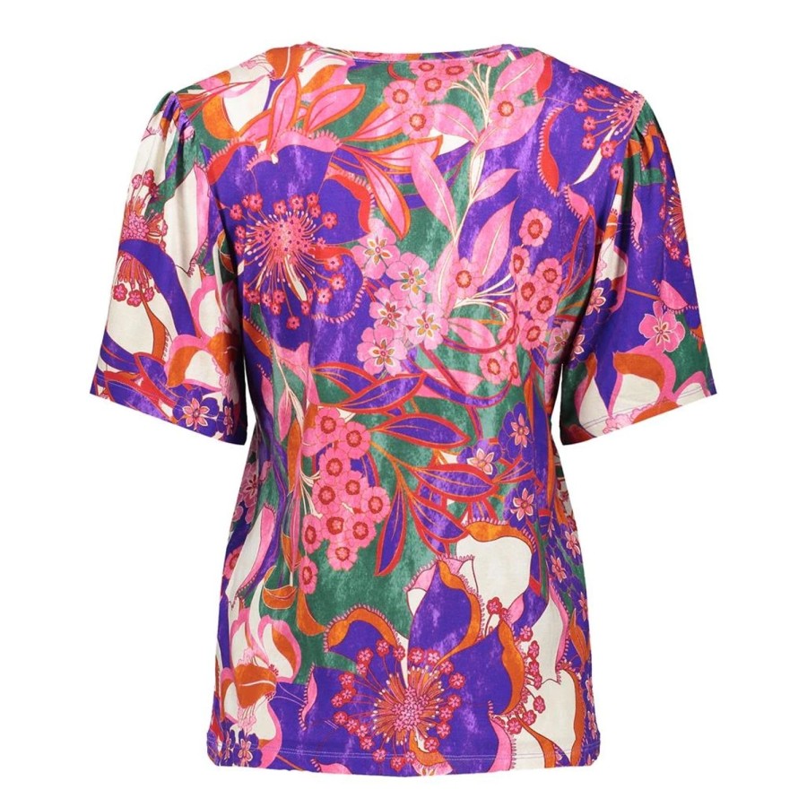 Tops & T-Shirts | Geisha Fashion Geisha Dames Top Met Kleurrijke Print 42340-60 Jazz