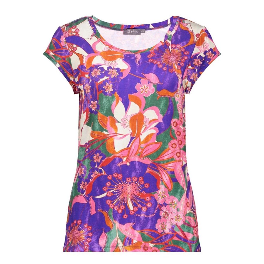 Tops & T-Shirts | Geisha Fashion Geisha Dames Tricot Top Met Print 42052-60 Kate