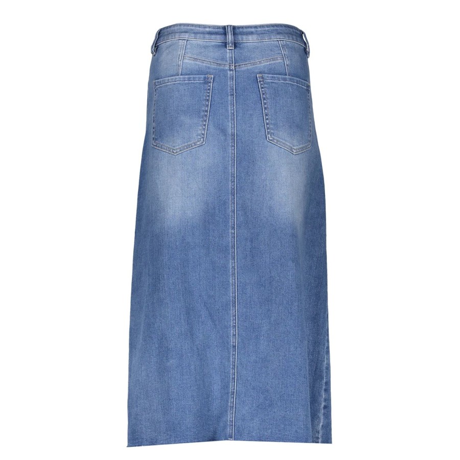 Rokken | Geisha Fashion Geisha Dames Denim Skirt Met Hoge Split 46300-10