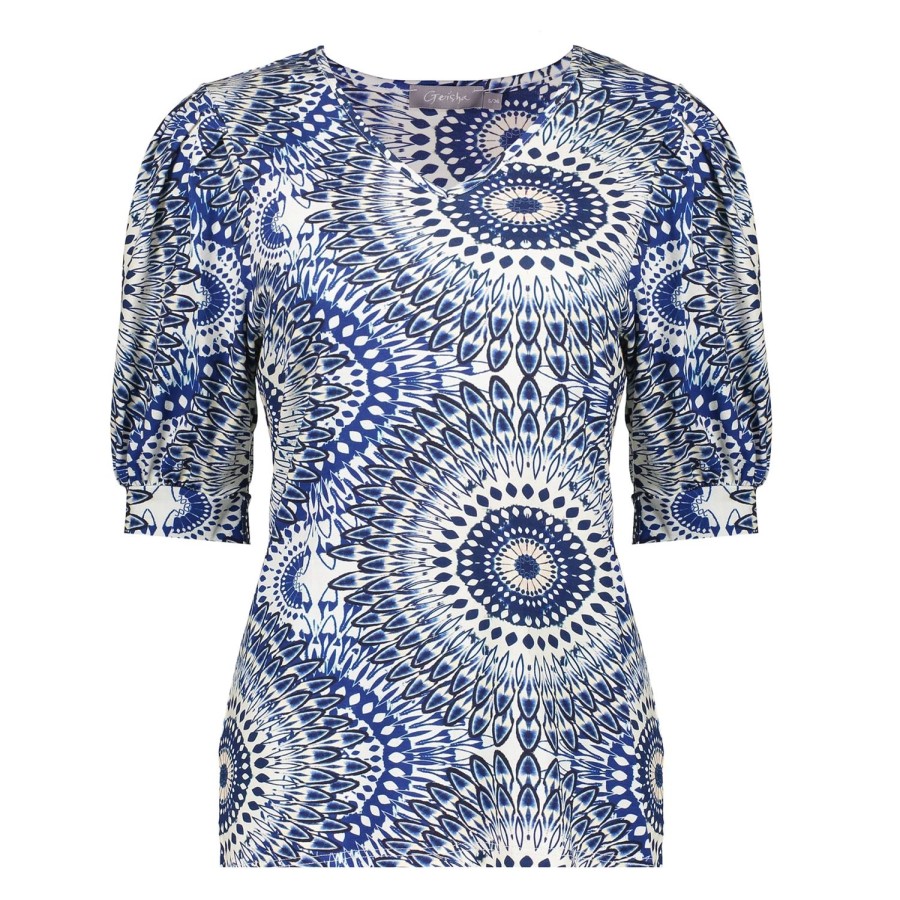 Tops & T-Shirts | Geisha Fashion Geisha Dames Top Met Print En Pofmouwen 42158-20