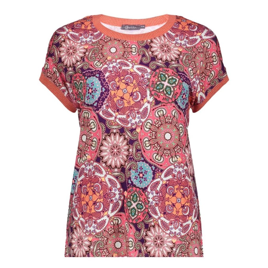 Tops & T-Shirts | Geisha Fashion Geisha Dames Top Met Print 42053-60 Sarah