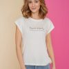 Tops & T-Shirts | Geisha Fashion Geisha Dames Basic T-Shirt Met Tekst 42371-41