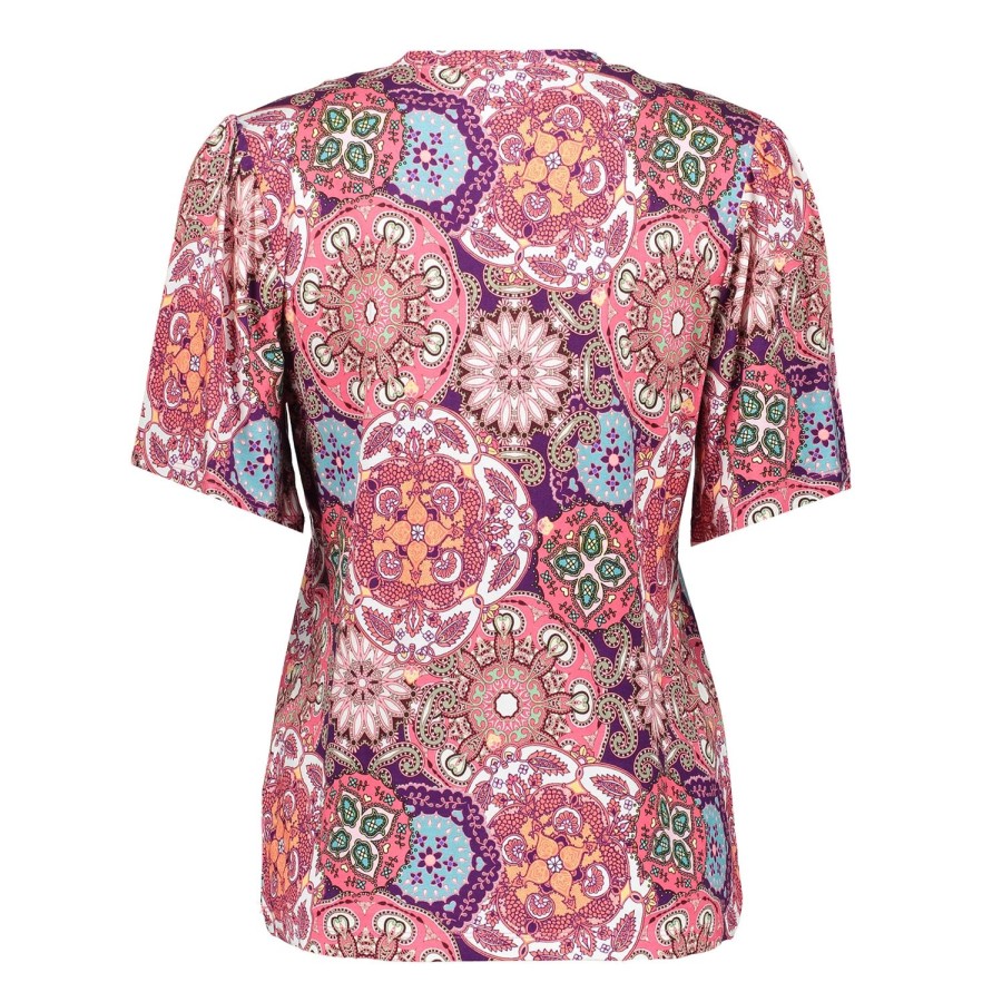 Tops & T-Shirts | Geisha Fashion Geisha Dames Tricot T-Shirt Met Print 42051-60 Jazz