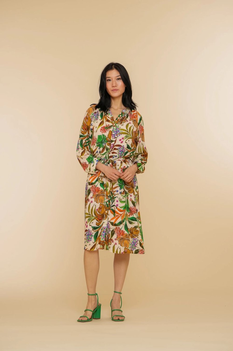 Jurken & Jumpsuits | Geisha Fashion Geisha Dames A-Lijn Jurk Met Bloemige Print 47230-20