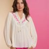 Tops & T-Shirts | Geisha Fashion Geisha Dames Top Met Embroiderie 43082-14