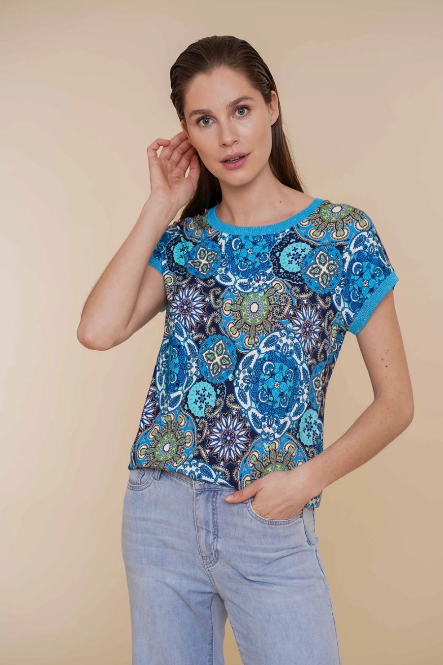 Tops & T-Shirts | Geisha Fashion Geisha Dames Top Met Print 42053-60 Sarah