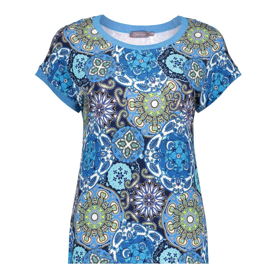 Tops & T-Shirts | Geisha Fashion Geisha Dames Top Met Print 42053-60 Sarah