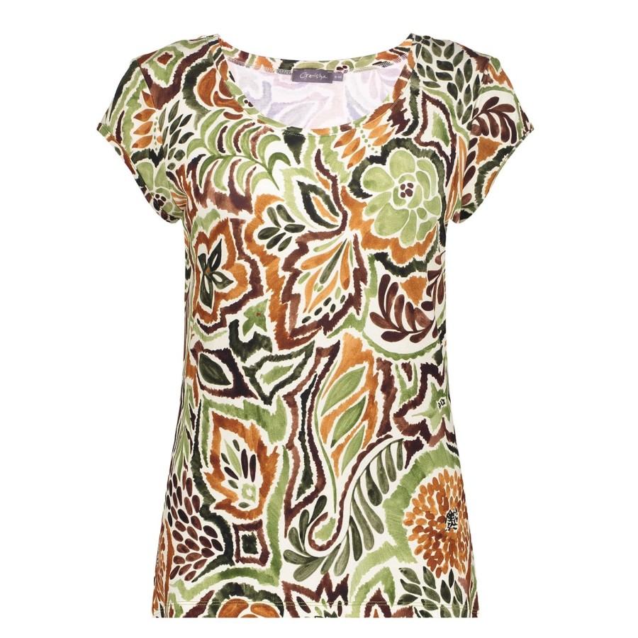 Tops & T-Shirts | Geisha Fashion Geisha Dames Tricot Top Met Print 42052-60 Kate