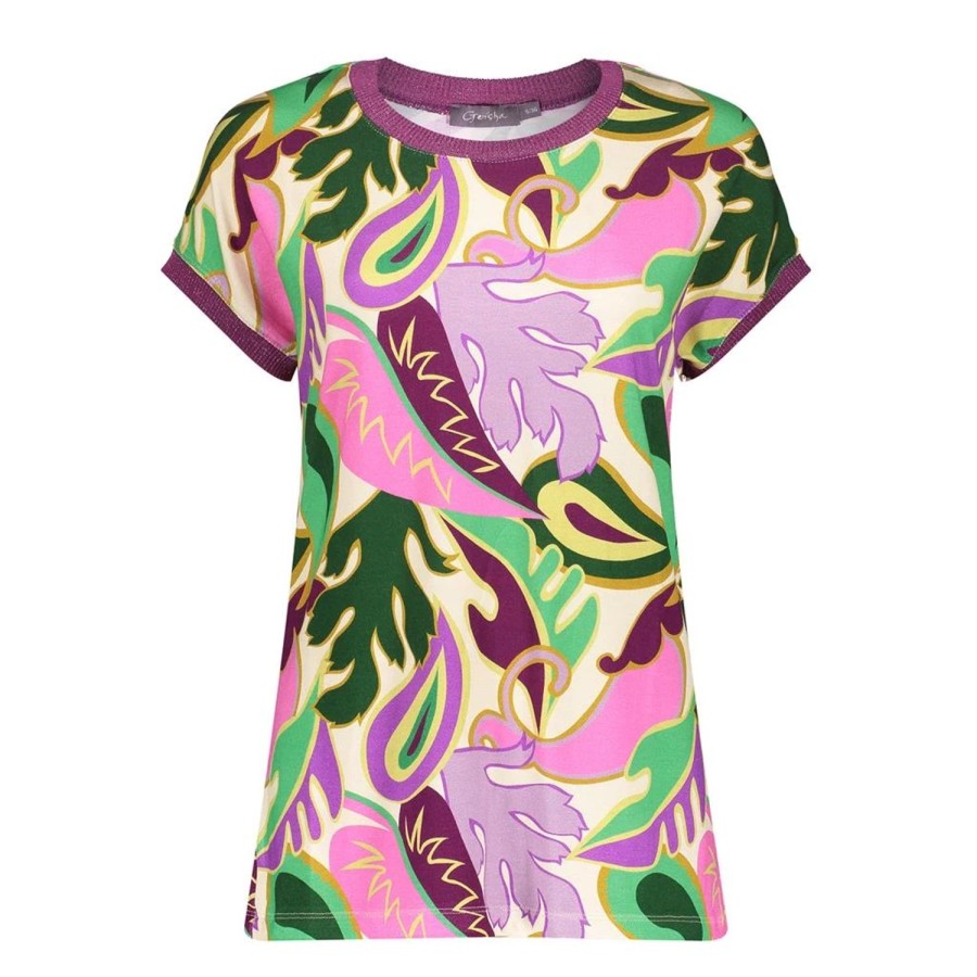 Tops & T-Shirts | Geisha Fashion Geisha Dames Top Met Print 42053-60 Sarah