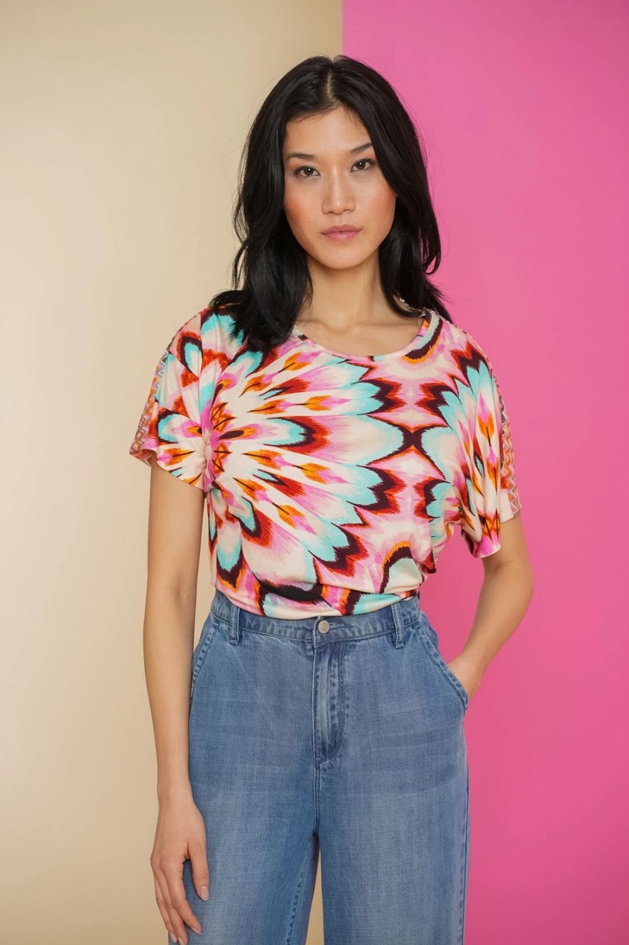 Tops & T-Shirts | Geisha Fashion Geisha Dames Flower Power Top 42383-20