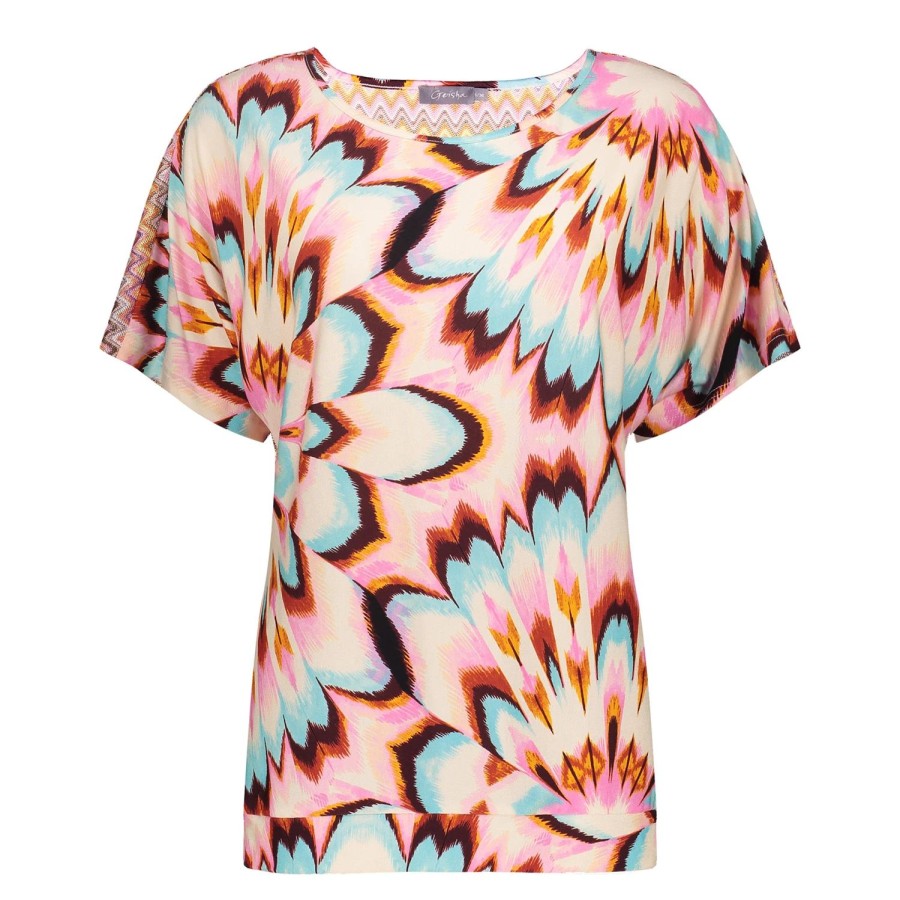 Tops & T-Shirts | Geisha Fashion Geisha Dames Flower Power Top 42383-20