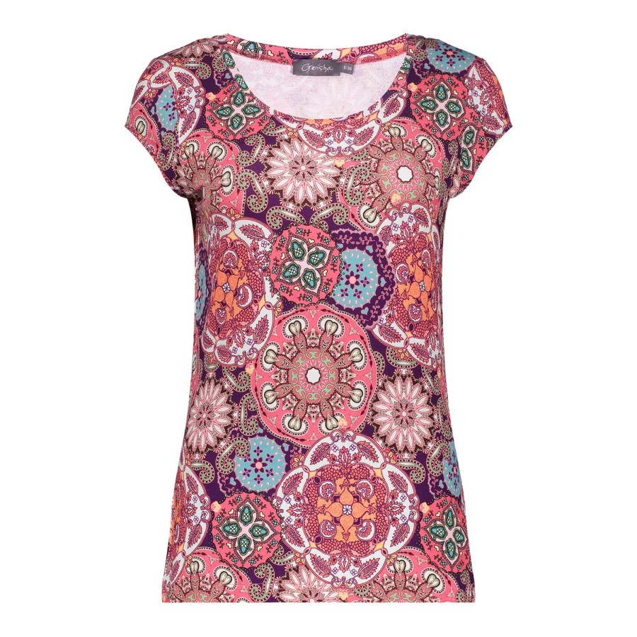 Tops & T-Shirts | Geisha Fashion Geisha Dames Tricot Top Met Print 42052-60 Kate