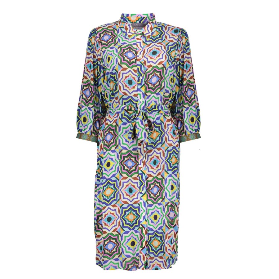 Jurken & Jumpsuits | Geisha Fashion Geisha Dames Blouse Jurk Met Print 47228-20